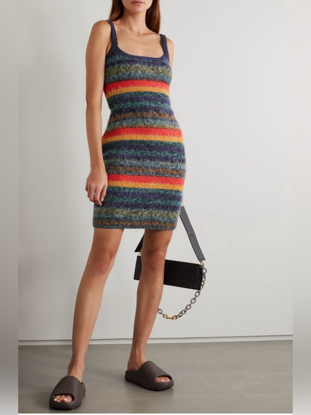 AGR Striped Mohair Blend Mini Dress